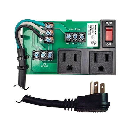 Functional Devices Panel Power Supply UPS Interface 120Vac 2 outlets 10A Breaker + power cord PSMN2RB10